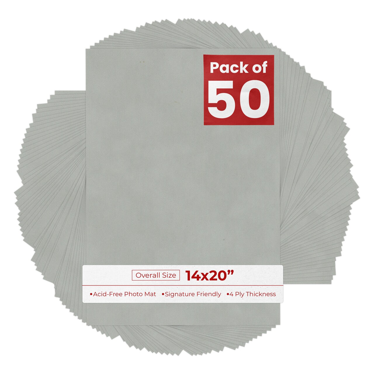 Light Grey Suede 14x20 Uncut Mat Board - Blank Sheets, No Opening